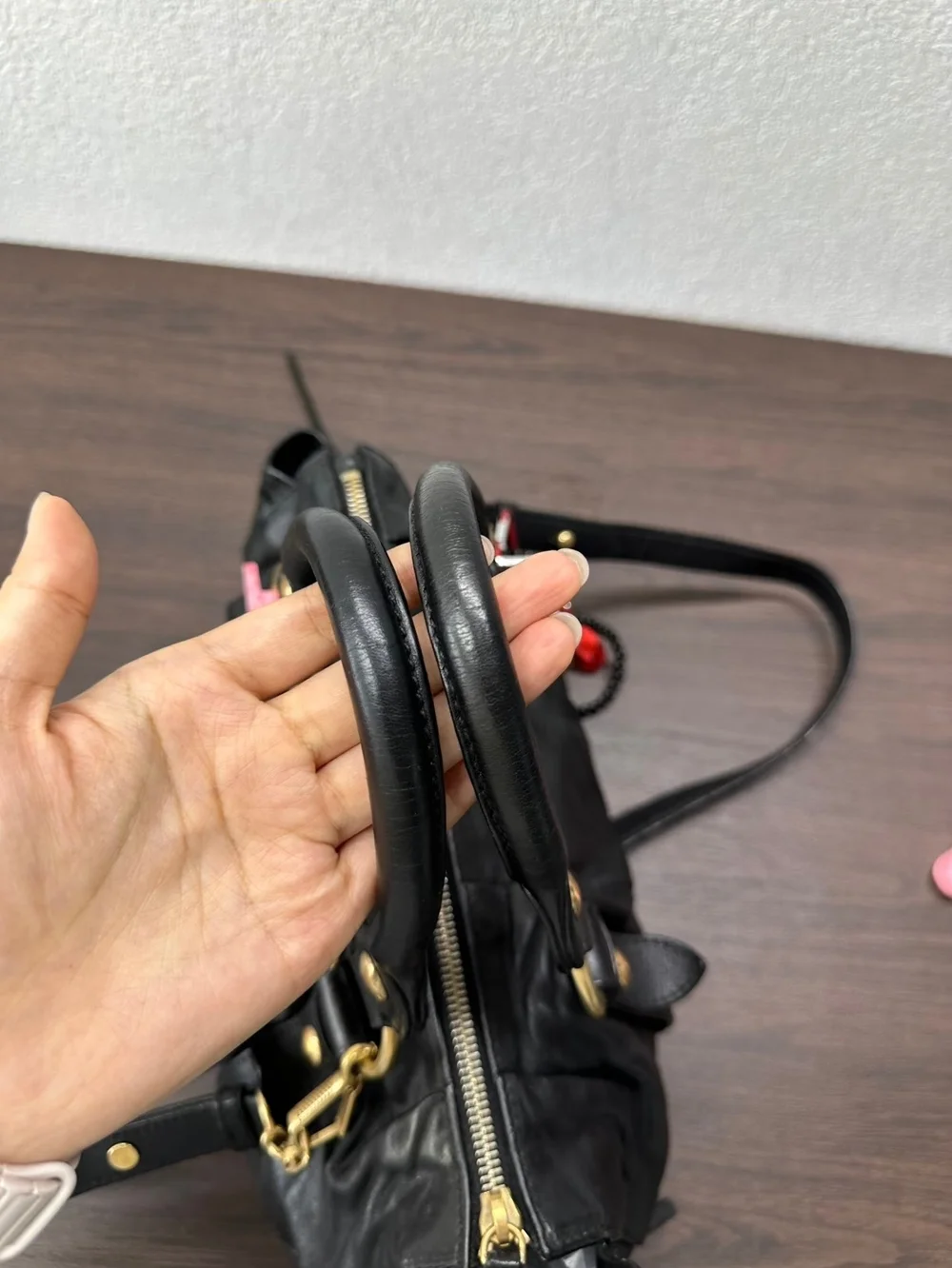 Miu Miu Vitello Lux 2way Black Leather Satchel Bag